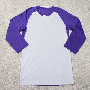 Nike Shirt Men Small Gray/Purple Pro Cool Reglan 3/4 Sleeve MLB Baseball Stretch